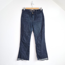 Load image into Gallery viewer, MiH Jeans Marrakesh Dark Blue Kick Flare Step Hem Mid Rise Indigo Ankle Size 28
