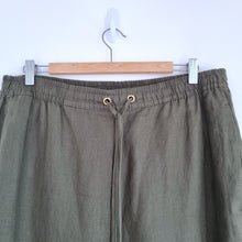 Load image into Gallery viewer, Phase Eight Trousers 100% Linen Wide Leg Green Khaki Palazzo High Rise Pocket 16
