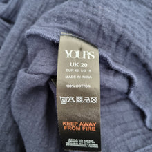 Load image into Gallery viewer, Yours Cheesecloth Embroidered Shirt UK 20 Navy Blue Tunic Button 100% Cotton
