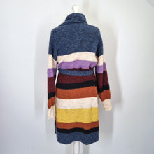 Load image into Gallery viewer, Next Long Cardigan Belted 18 Multicoloured Pockets Striped Coatigan Chunky Knit
