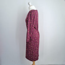 Load image into Gallery viewer, White Stuff Dress Pockets UK 14 Purple Burgundy Jersey Casual Print Long Sleeves
