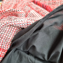 Load image into Gallery viewer, M&amp;S Tweed Midi Skirt UK 14 Red Fringed Pencil Boucle Lined Wrap Office Smart

