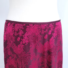 Load image into Gallery viewer, Vintage Monsoon Skirt Jacquard Satin Oriental Burgundy Pink A Line Knee 12 14
