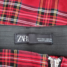 Load image into Gallery viewer, ZARA Red Tartan Skinny Trousers Small High Waisted Plaid Punk Leggings Check
