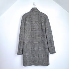 Load image into Gallery viewer, Asos Men&#39;s Coat Grey Large Tall Prince of Wales Check Button Down Overcoat Tweed
