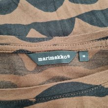 Load image into Gallery viewer, Marimekko T-shirt Dress Brown Medium Geometric Print Long Sleeves Modal Casual
