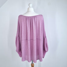 Load image into Gallery viewer, Free People Top Peasant Blouse Lilac Oversized Long Sleeves Boho Medium
