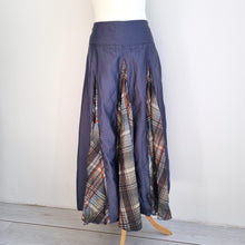 Load image into Gallery viewer, Principles Maxi Skirt Tartan Print Panelled A Line Blue Check Plaid Midi 12 14
