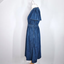 Load image into Gallery viewer, Monsoon Denim Midi Dress Chambray A Line Casual Short Sleeves Pockets Medium
