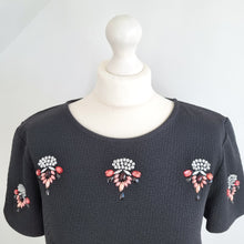 Load image into Gallery viewer, Miss Selfridge Embellished Top Black Beaded Party Short Sleeves Blouse Size 14
