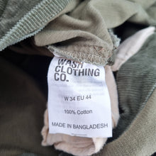 Load image into Gallery viewer, Wash Corduroy Dungarees Khaki Green Straight Leg Pockets 100% Cotton W34 UK16
