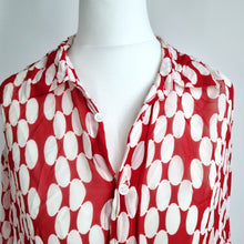 Load image into Gallery viewer, Zara Oversized Chiffon Shirt XS S Red White Polka Dot Tunic Blouse Retro Print
