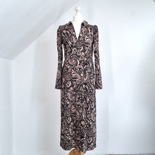 Load image into Gallery viewer, Boden Midi Dress Jersey Floral Print Long Sleeves Kaftan Tunic Shirt Black 10
