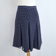 Load image into Gallery viewer, Max Mara Skirt Pleated 100% Silk Navy Blue A Line Floral Print Lined Work 10 12
