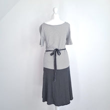 Load image into Gallery viewer, L. K. Bennett Dress Striped Belted Jersey Midi Dr Emile Navy White Work UK 8
