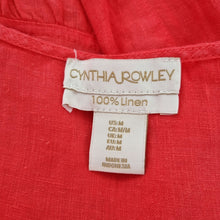 Load image into Gallery viewer, Cynthia Rowley Dress Sleeveless 100% Linen French Rose V-Neck Knee Length Smock
