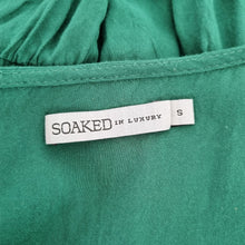 Load image into Gallery viewer, Soaked In Luxury Dress Green Faux Wrap Small Sleeveless Elastic Waist Casual
