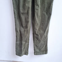Load image into Gallery viewer, Wash Corduroy Dungarees Khaki Green Straight Leg Pockets 100% Cotton W34 UK16
