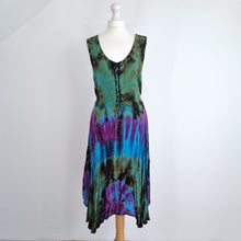 Load image into Gallery viewer, Vintage Advance Apparels Dress Tie-Dye Hippie Boho Festival Lace Up Midi 14 16
