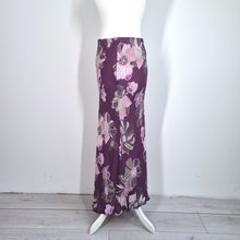 Load image into Gallery viewer, Long Tall Sally Skirt Maxi 16 18 Bias Cut Fit &amp; Flare Purple Floral Print Lined
