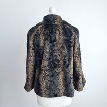 Load image into Gallery viewer, M&amp;S Faux Fur Jacket Per Una Swing Coat Brown Short Lined Evening Party Medium
