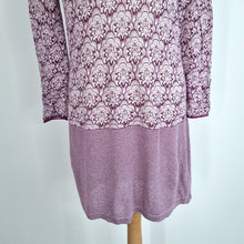 Load image into Gallery viewer, White Stuff Jumper Dress Linen Cotton Blend Purple Fine Knit Paisley Striped 10
