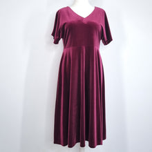 Load image into Gallery viewer, White Stuff Velvet Dress Midi Plum Burgundy Occasion Stretch Christmas Party 16
