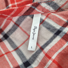 Load image into Gallery viewer, Pepe Jeans Shirt Dress Large Check Plaid Red Orange Tunic Long Sleeves Cotton
