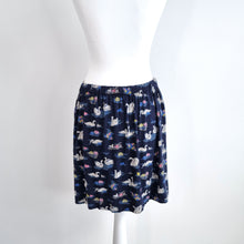 Load image into Gallery viewer, Cath Kidston Skirt Swans Print Navy Blue Pockets Shirt Mini Skater Jersey Small
