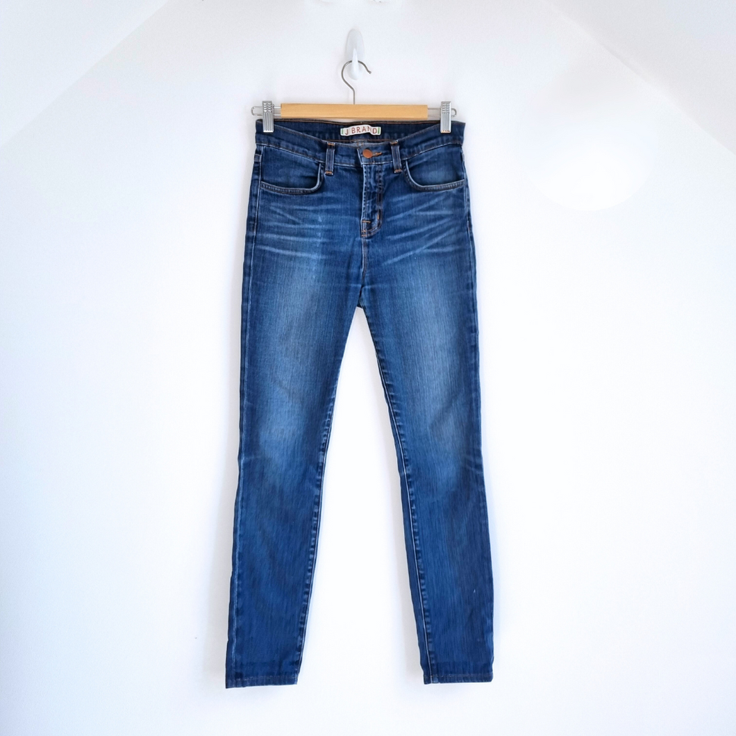 J Brand Jeans Skinny Maria Hampton Mid Rise Mid Blue Stretch Fading Denim W26