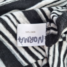 Load image into Gallery viewer, Kew 100%  Linen Top Black White Striped Size XL Slouchy T-shirt Casual Breton
