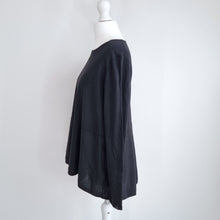 Load image into Gallery viewer, COS Jumper 100% Wool Black Fine Knit Slouchy Dipped Hem Draped Sweater Small
