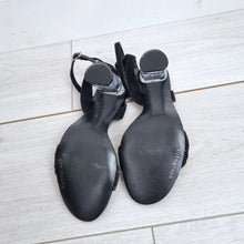 Load image into Gallery viewer, M&amp;S Autograph Suede Sandals Clear Perspex Block Heel Black Size 5.5 Strappy
