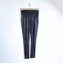Load image into Gallery viewer, Mint Velvet Leggings Black Faux Leather Look High Rise Stretch Small Short
