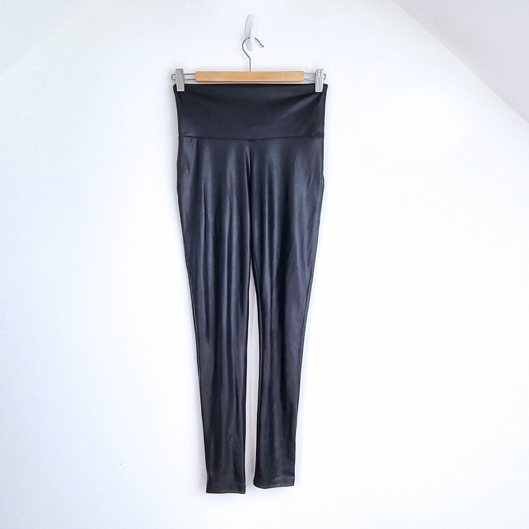 Mint Velvet Leggings Black Faux Leather Look High Rise Stretch Small Short