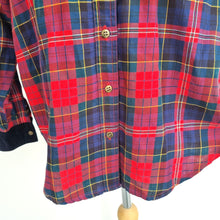 Load image into Gallery viewer, Vintage Jaeger Shirt Checked Plaid Red Cotton Wool Corduroy Collar Small 10 12
