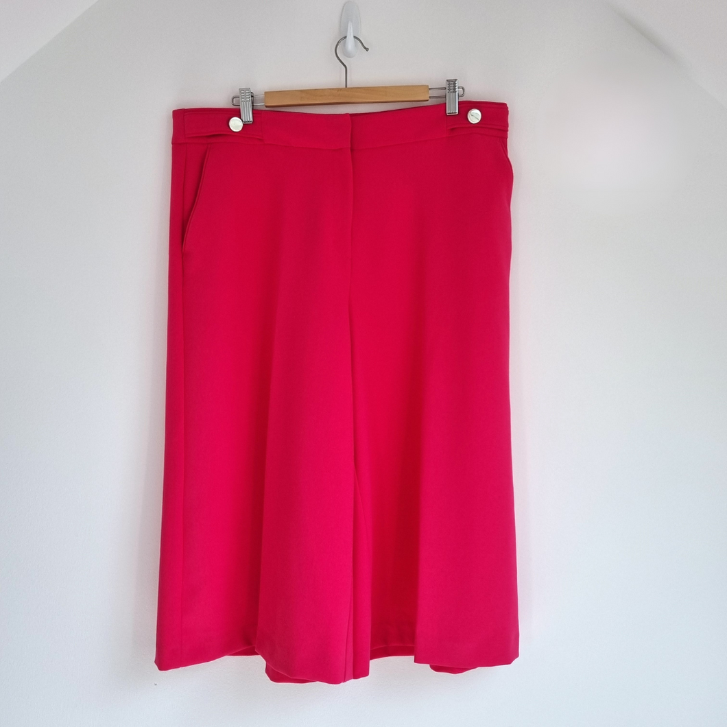 M&S Culottes Hot Pink Per Una Tailored Wide Leg Palazzo Crop Trousers 18 Short