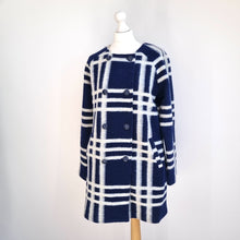 Load image into Gallery viewer, Clements Ribeiro Coat Checked Wool Blend Blue Bold Plaid Pockets Tartan 16 XL
