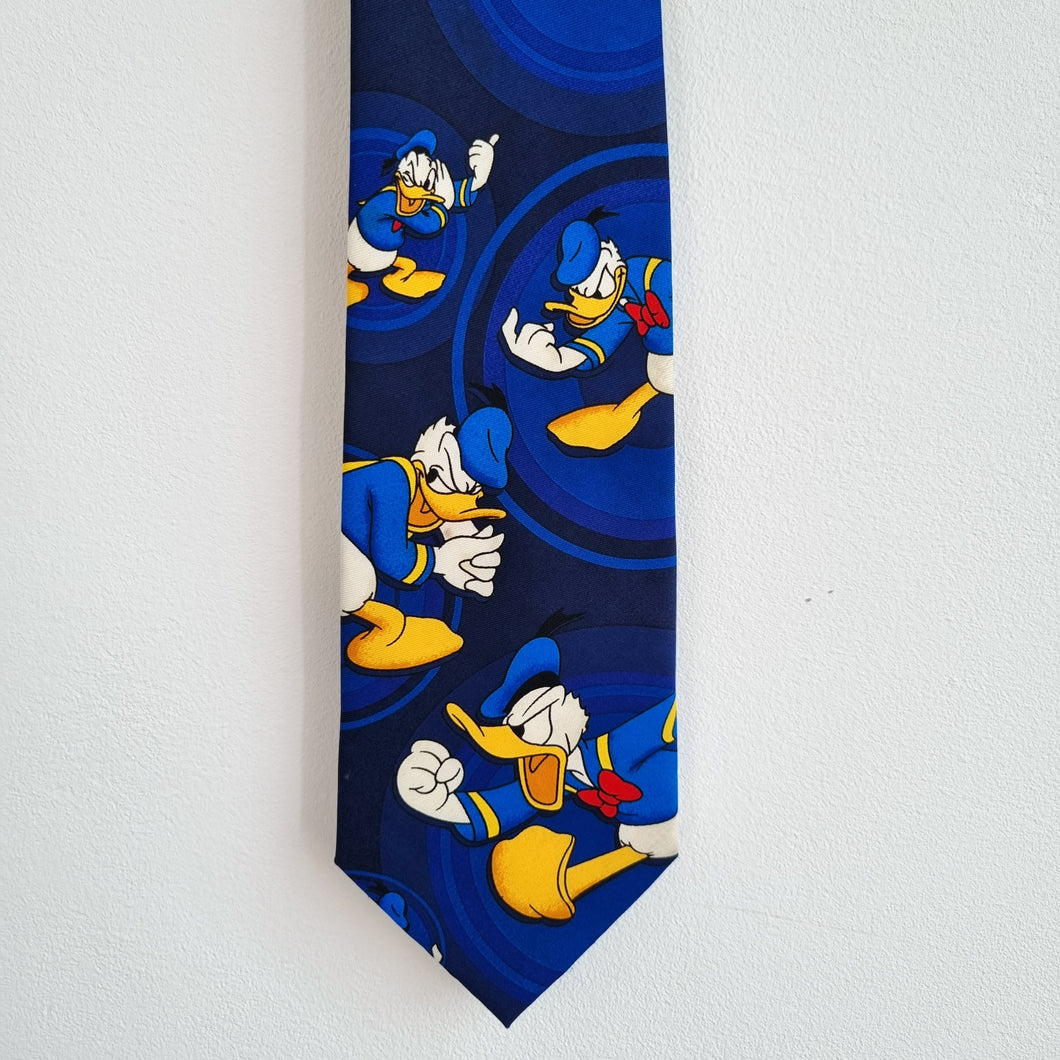 The Disney Store Tie Angry Donald Duck Vintage Navy Blue Character Novelty