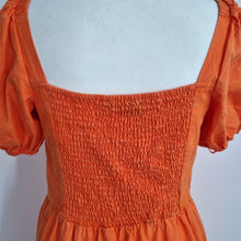 Load image into Gallery viewer, French Connection Mini Dress 12 Orange Sweetheart Babydoll Tiered Cotton Summer
