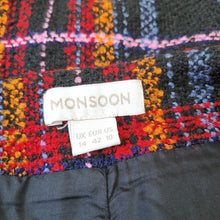 Load image into Gallery viewer, Monsoon Tartan Mini Skirt UK 14 Check Button Faux Wrap Asymmetric Tweed Lined
