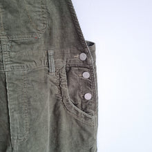 Load image into Gallery viewer, Wash Corduroy Dungarees Khaki Green Straight Leg Pockets 100% Cotton W34 UK16
