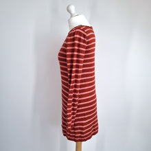 Load image into Gallery viewer, Boden Jumper Striped Longline Burgundy Pink Tunic Cotton Cashmere Blend Crew 12
