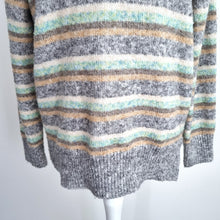 Load image into Gallery viewer, JD Williams Jumper Roll Neck Striped UK 8 10 Grey Soft Knit Winter Cosy Pastel
