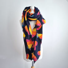 Load image into Gallery viewer, Accessorize Rainbow Heart Scarf Navy Multicolour Oversized Shawl Wrap Pride
