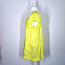 Load image into Gallery viewer, Next 100% Linen Dress UK 18 Neon Lime Yellow Smock Pockets Casual Short Sleeves
