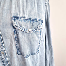 Load image into Gallery viewer, Next Denim Shirt Tunic XXL Light Blue Wash Longline Pearl Snap 100% Cotton Jean
