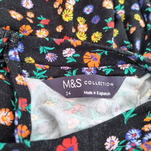 Load image into Gallery viewer, Marks &amp; Spencer Dress Jersey UK 24 Black Ditsy Floral Print Smock Tunic Casual

