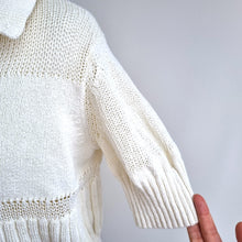 Load image into Gallery viewer, COS Cream Cardigan Short Sleeves 100% Cotton Blouse Summer Knit Buttons Large
