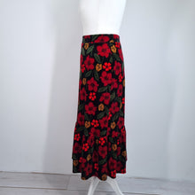 Load image into Gallery viewer, Seasalt Cornwall Velvet Skirt UK 20 Wildflower Print Maxi Black Red Christmas
